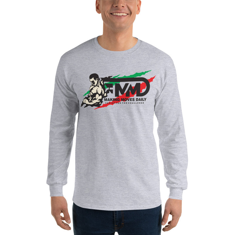 MMD Muscle Man Long Sleeve T-Shirt B w/ Black Print - Making Moves Daily 